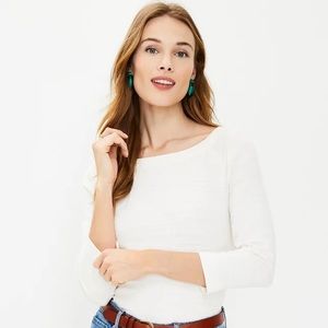 LOFT Boatneck white cotton long sleeve women’s shirt